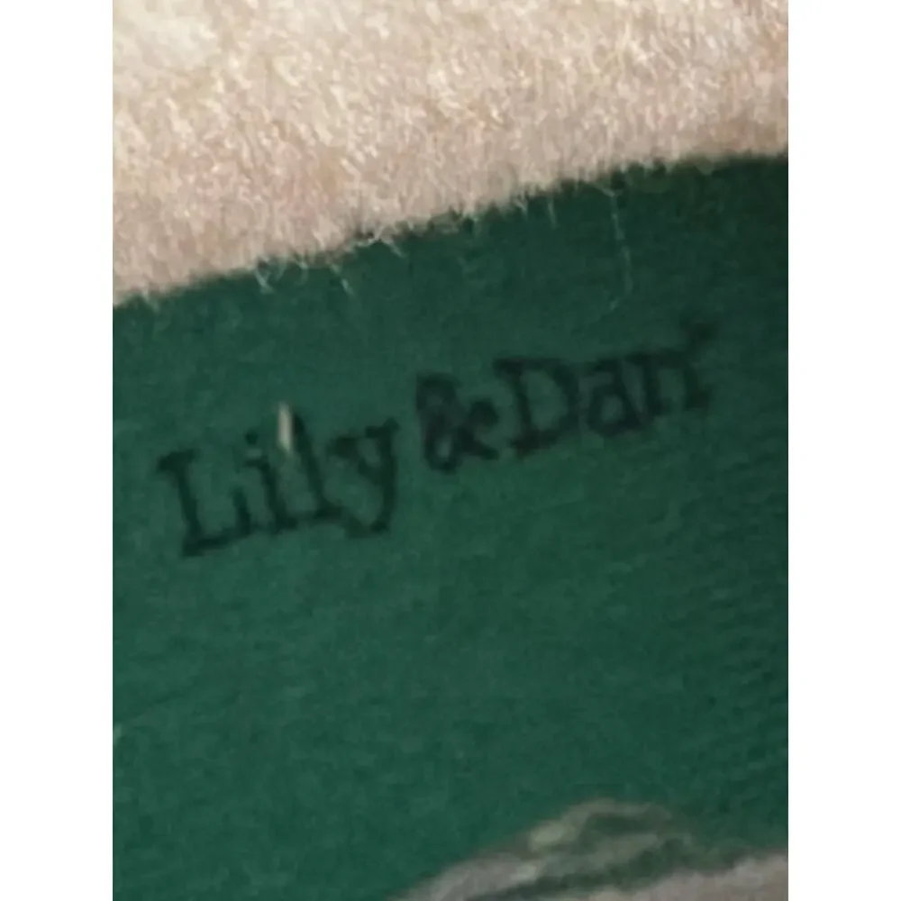 Lily & Dan girls size 9/10 fleece lined rubber boots with fall leaves